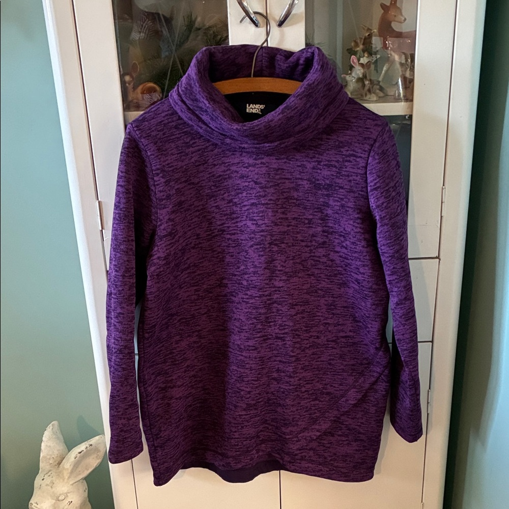 Lands' End sz M 10-12 Women's Purple Warm Top euc fleece lined